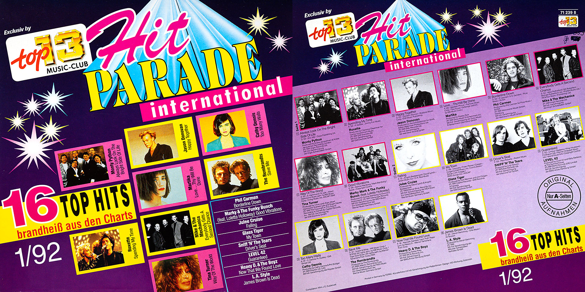 Hit - Parade International 1/92 - Roxette / Tina Turner / Martika / Jason Donovan u. v. a. m.